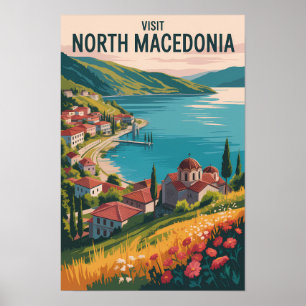Illustratie van de skyline van Noord-Macedonië Rei Poster