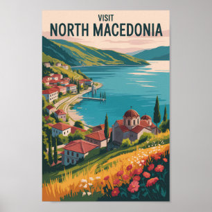 Illustratie van de skyline van Noord-Macedonië Rei Poster