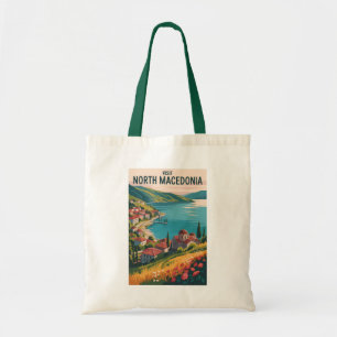 Illustratie van de skyline van Noord-Macedonië Rei Tote Bag