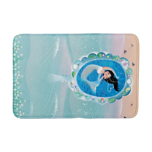 Illustratie van de spiegel van een zeemeermin met  badmat (Voorkant)