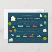 Illustratie van de spotprent "Car Birthday Parade" Briefkaart (Voorkant / Achterkant)