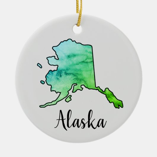 Illustratie van de staat Alaska Keramisch Ornament (Voorkant)