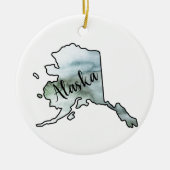 Illustratie van de staat Alaska Keramisch Ornament (Voorkant)