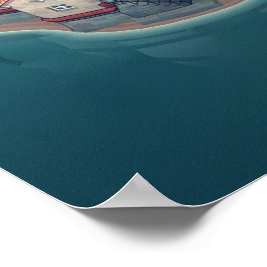 Illustratie van de stad van het Fantasy Fantress I Poster (Hoek)