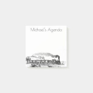  illustratie van de stamtrein in het platteland post-it® notes