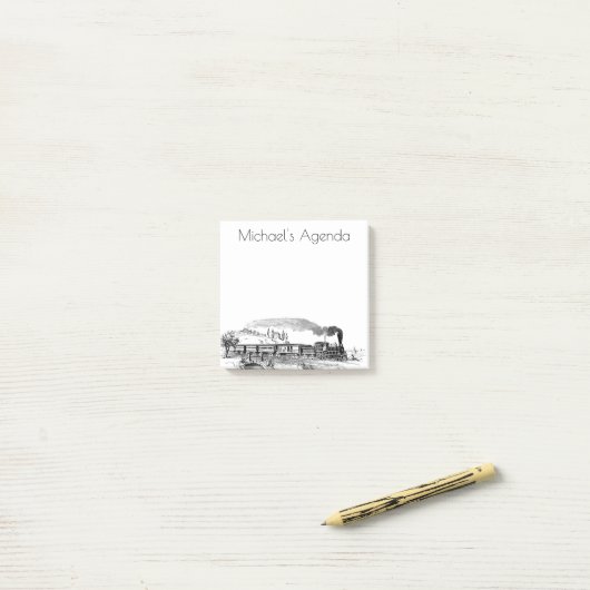  illustratie van de stamtrein in het platteland post-it® notes (Op bureau)