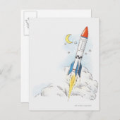 Illustratie van de start van een raket briefkaart (Voorkant / Achterkant)