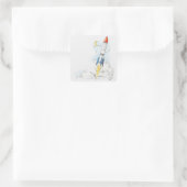 Illustratie van de start van een raket vierkante sticker (Tas)