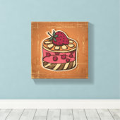 Illustratie van de taart in retro-stijl canvas afdruk (Insitu (Houten vloer))