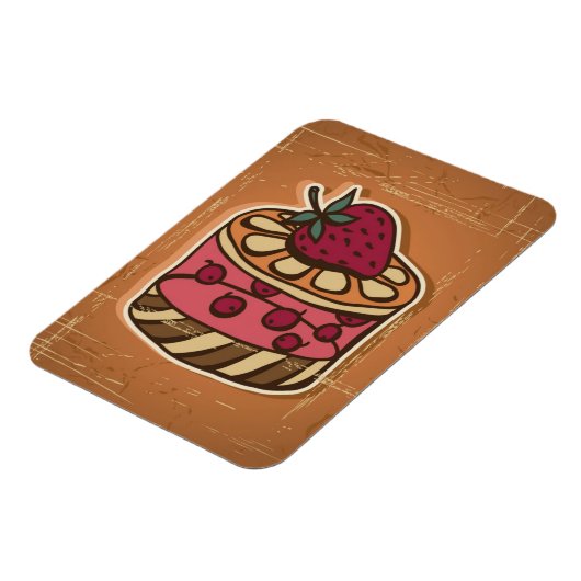Illustratie van de taart in retro-stijl magneet (Linkerzijde)