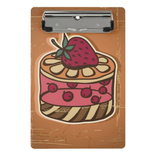 Illustratie van de taart in retro-stijl mini klembord (Voorkant)