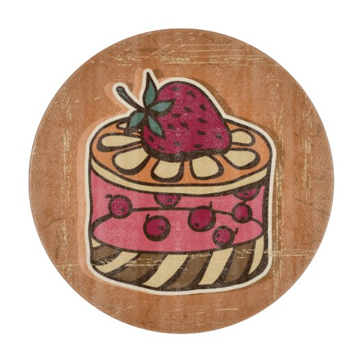 Illustratie van de taart in retro-stijl snijplank (Voorkant)