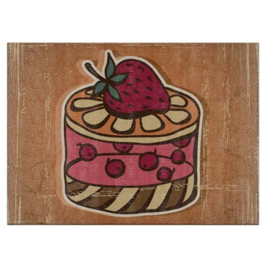 Illustratie van de taart in retro-stijl snijplank (Voorkant)