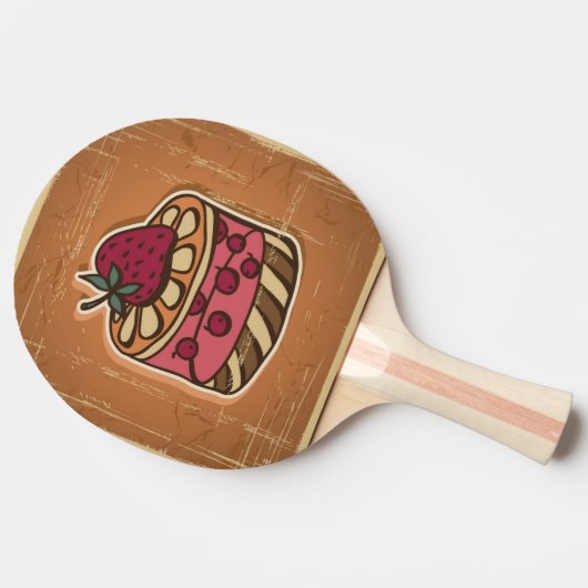 Illustratie van de taart in retro-stijl tafeltennisbatje (Zijkant)