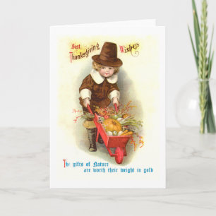 Illustratie van de Thanksgiving van de Jongen van Feestdagen Kaart