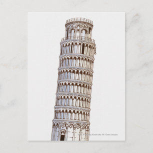 Illustratie van de toren van Pisa Briefkaart