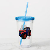 Illustratie van de tractorcartoon acryl drinkbeker (Achterkant)