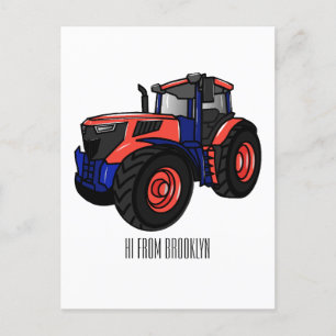 Illustratie van de tractorcartoon briefkaart