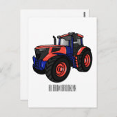 Illustratie van de tractorcartoon briefkaart (Voorkant / Achterkant)