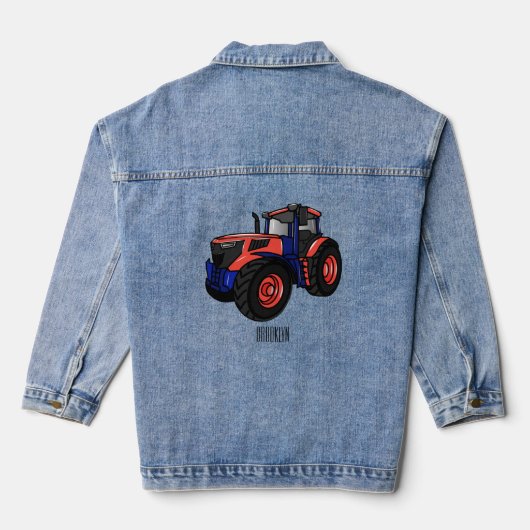 Illustratie van de tractorcartoon denim jacket (Achterkant)