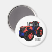Illustratie van de tractorcartoon magneet (Voorkant / Achterkant)