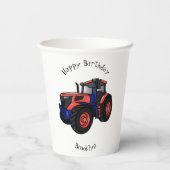 Illustratie van de tractorcartoon papieren bekers (Achterkant)