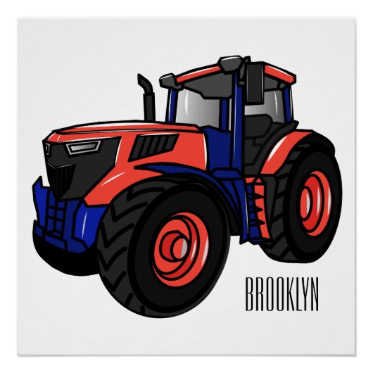 Illustratie van de tractorcartoon perfect poster (Voorkant)