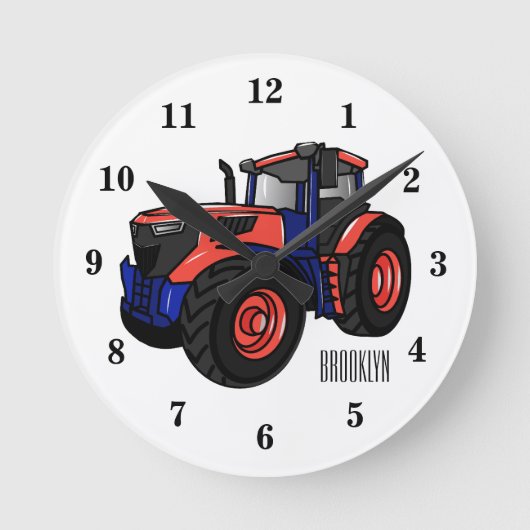 Illustratie van de tractorcartoon ronde klok (Voorkant)
