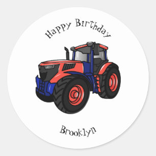 Illustratie van de tractorcartoon ronde sticker
