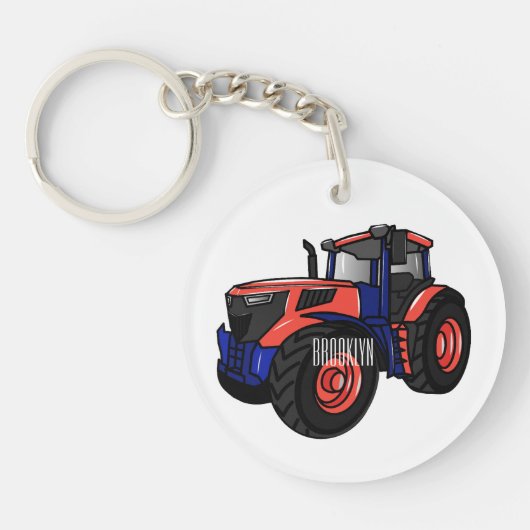 Illustratie van de tractorcartoon sleutelhanger (Voorkant)