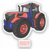 Illustratie van de tractorcartoon sticker (Voorkant)