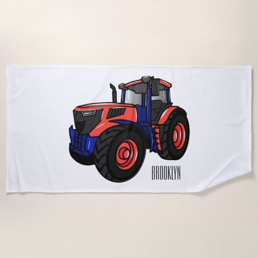 Illustratie van de tractorcartoon strandlaken (Voorkant)