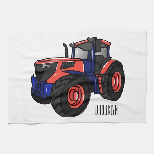 Illustratie van de tractorcartoon theedoek (Horizontaal)
