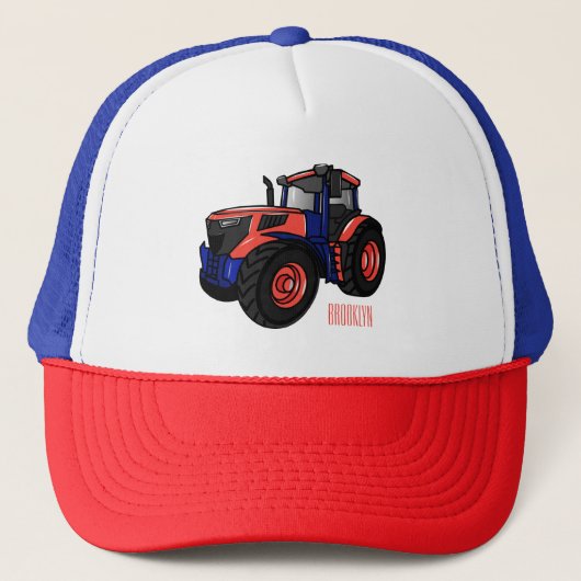 Illustratie van de tractorcartoon trucker pet (Voorkant)