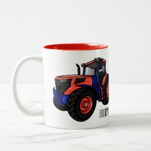 Illustratie van de tractorcartoon tweekleurige koffiemok