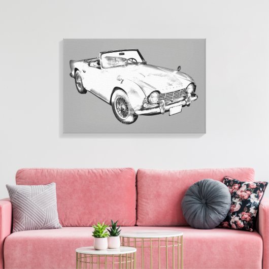 Illustratie van de triomf TR4-sportauto Canvas Afdruk (Insitu (Woonkamer))