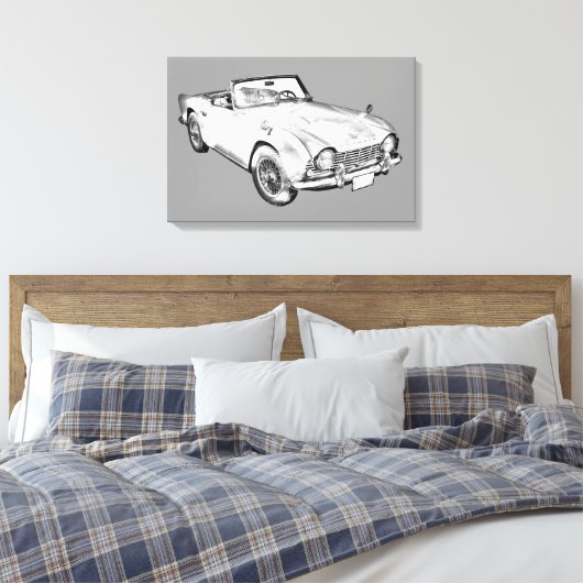 Illustratie van de triomf TR4-sportauto Canvas Afdruk (Insitu (Slaapkamer))