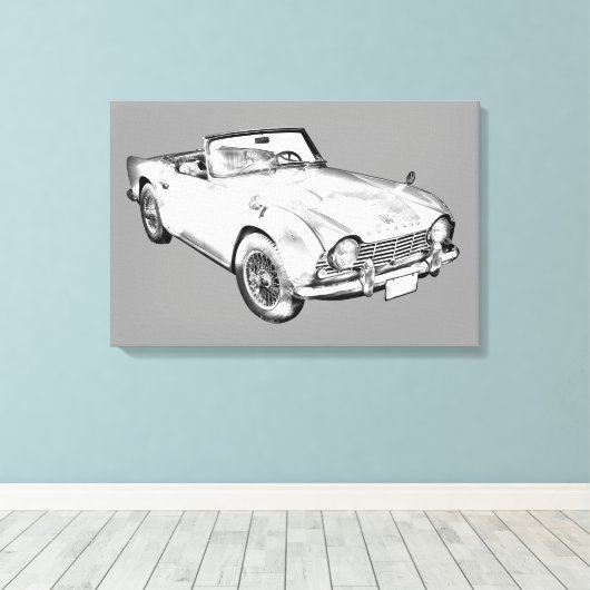Illustratie van de triomf TR4-sportauto Canvas Afdruk (Insitu (Houten vloer))