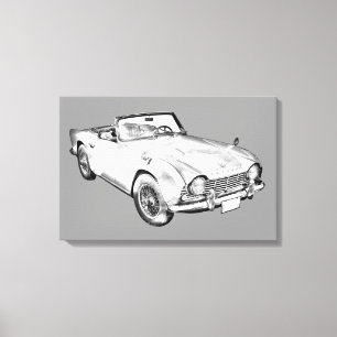 Illustratie van de triomf TR4-sportauto Canvas Afdruk