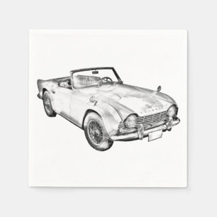 Illustratie van de triomf TR4-sportauto Servetten
