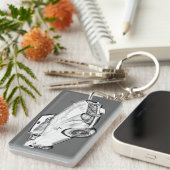 Illustratie van de triomf TR4-sportauto Sleutelhanger (Voorkant Rechts)