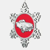 Illustratie van de triomf TR4-sportauto Tin Sneeuwvlok Ornament (Rechts)