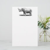 Illustratie van de Vintage Rhinoceros Illustratie Briefpapier (Staand voorkant)