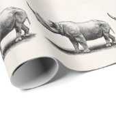 Illustratie van de Vintage Rhinoceros Illustratie Cadeaupapier (Rol Hoek)