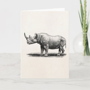 Illustratie van de Vintage Rhinoceros Illustratie Kaart