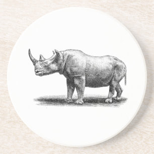 Illustratie van de Vintage Rhinoceros Illustratie Zandsteen Onderzetter