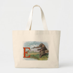 Illustratie van de visserij op olifanten grote tote bag