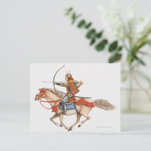 Illustratie van de vroege Samurai-krijger op Briefkaart (Staand voorkant)