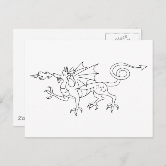 Illustratie van de vuurademende draak briefkaart (Voorkant / Achterkant)