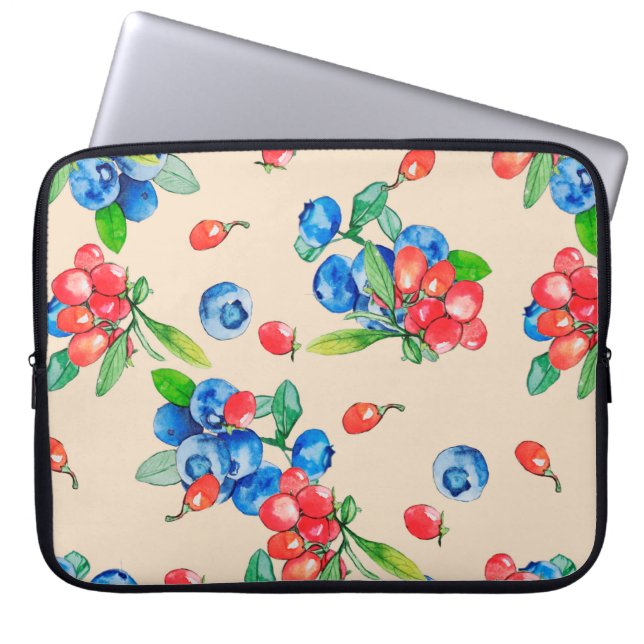 illustratie van de waterverf Goji berry en Blueber Laptop Sleeve (Voorkant)